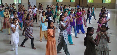 Girls during a Self-defense class